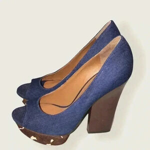 Nine West Denim Hairy Platform Pumps Size …